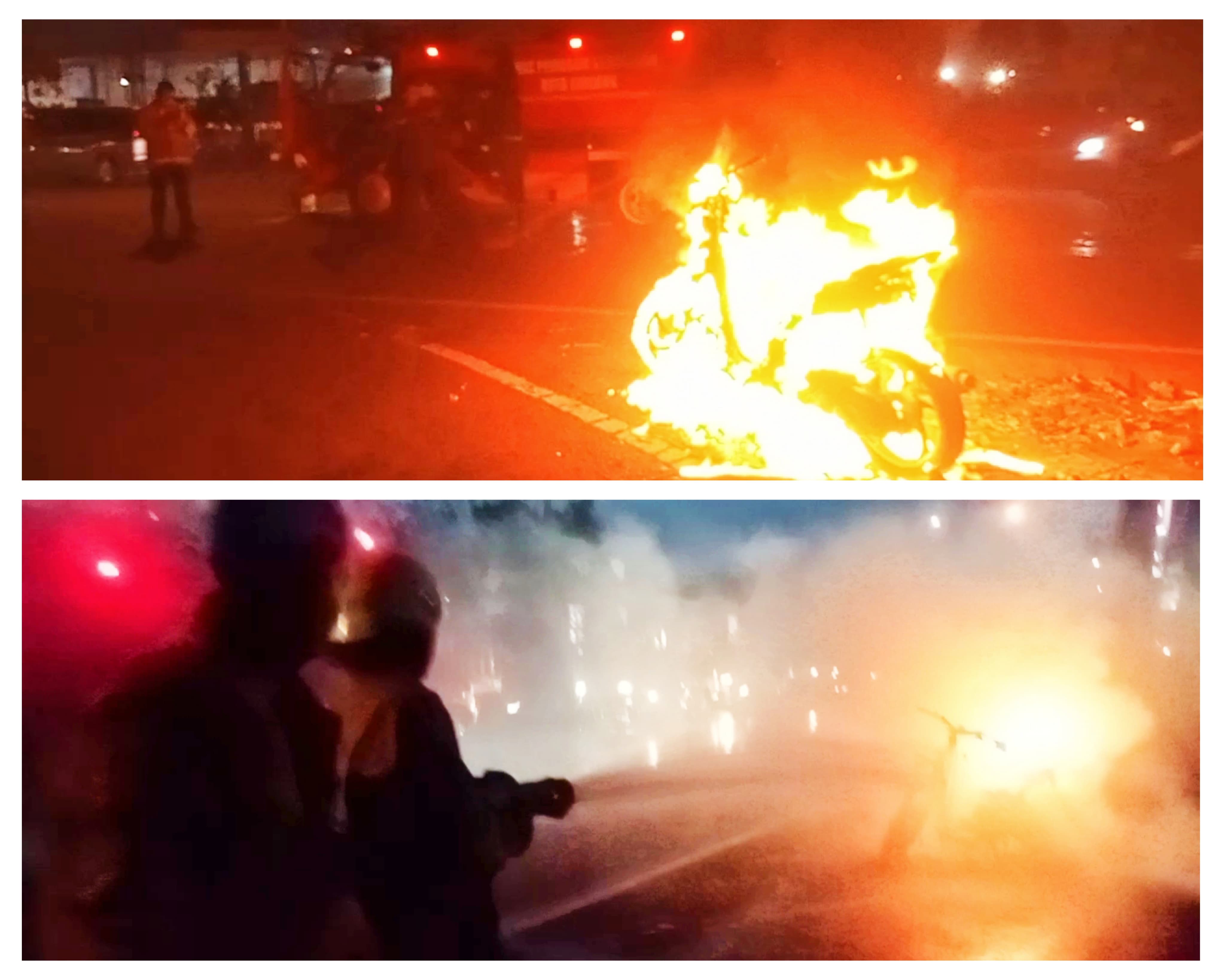 Tangki BBM Diduga Bocor, Motor Matic Terbakar di Perempatan Lamer Pemuda Kota Cirebon