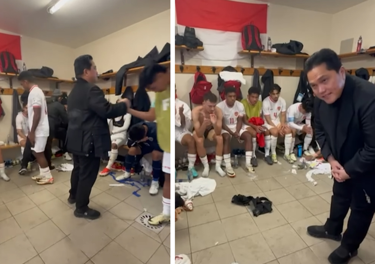 Momen Erick Thohir Bungkukan Badan di Hadapan Pemain, Salut Perjuangan Timnas Indonesia