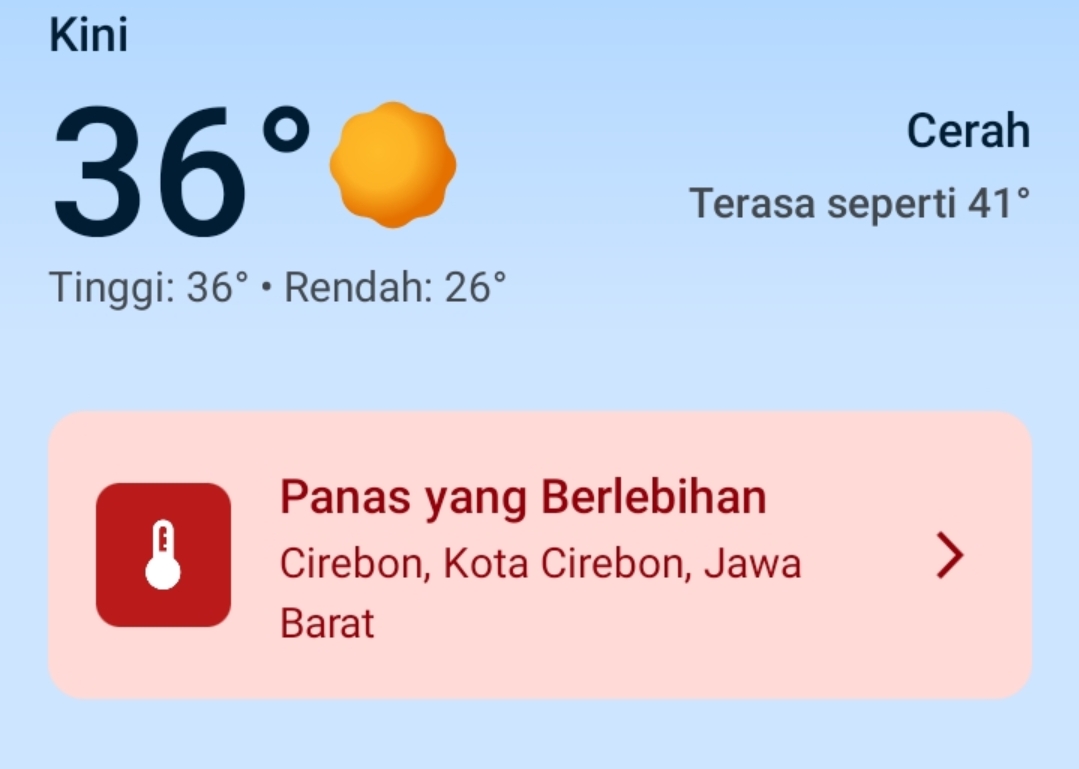 Puanassse Pol! Suhu Kota Cirebon Capai 36 Derajat Celcius, Begini Kata Prakirawan BMKG