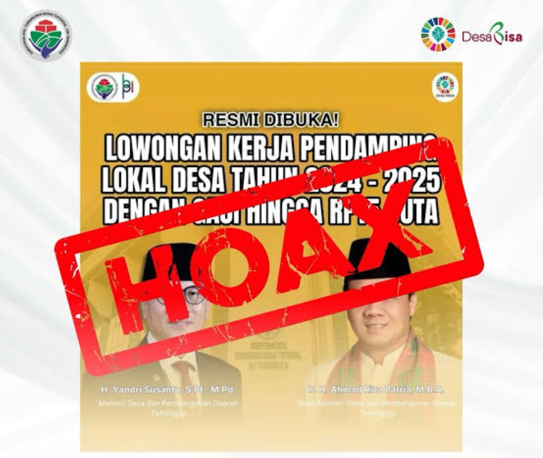 Pengumuman Rekrutmen Pendamping Lokal Desa 2024-2025 Hoax, Kemendes PDT: Sampai Saat Ini Belum Dilakukan 