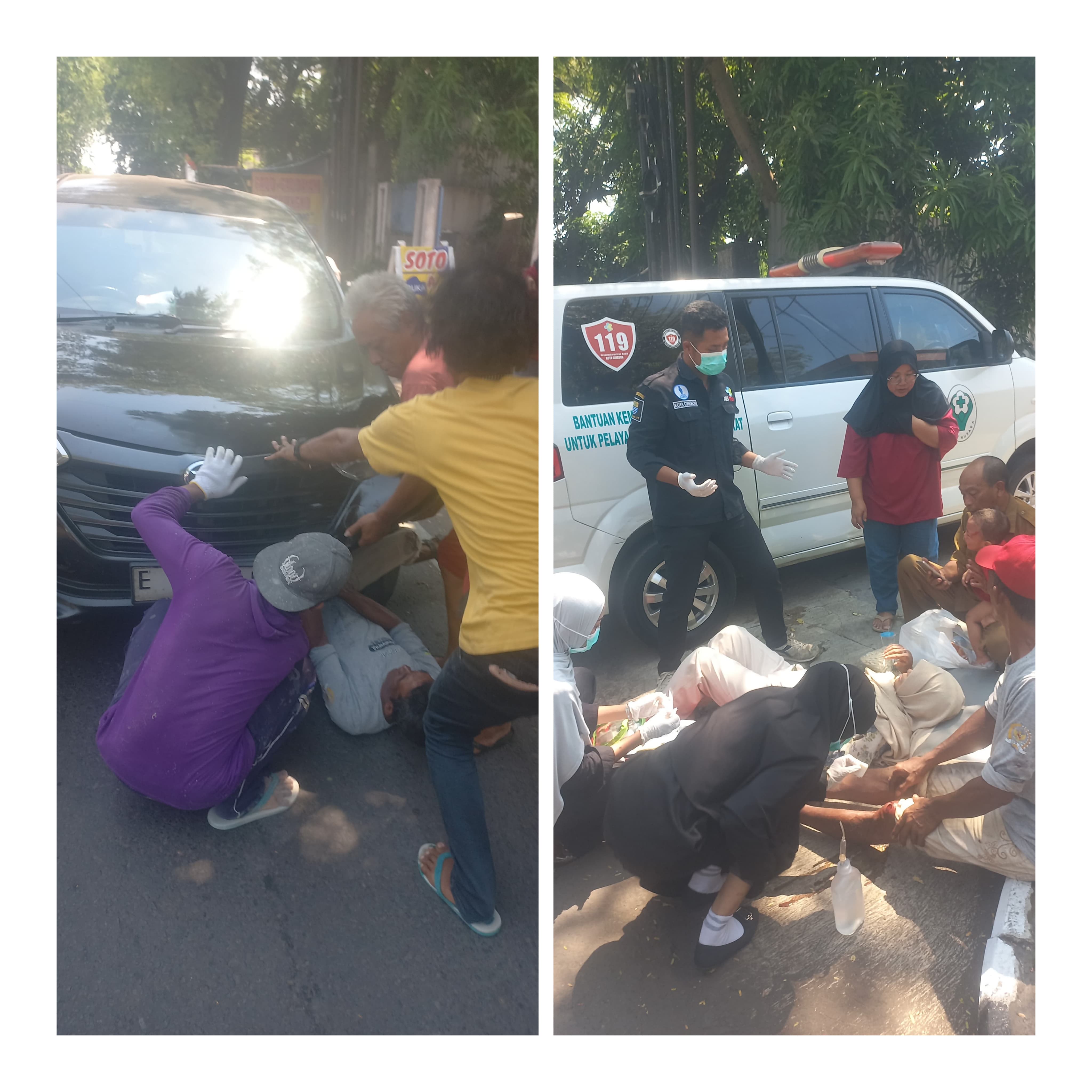 Ban Bocor, Mobil Avanza Tabrak Becak, Dua Orang Terluka 