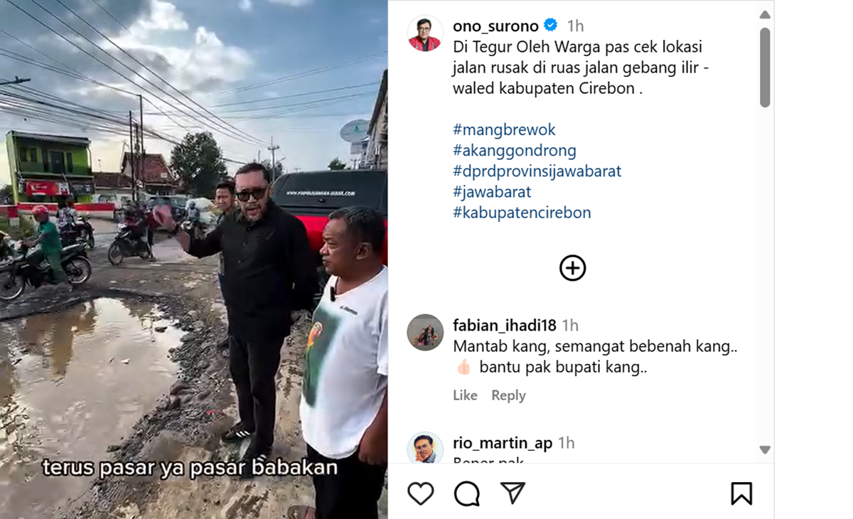Ono Surono Ditegur Warga Cirebon Timur saat Cek Jalan Rusak: Ah, Kelamaan Pak Ono!