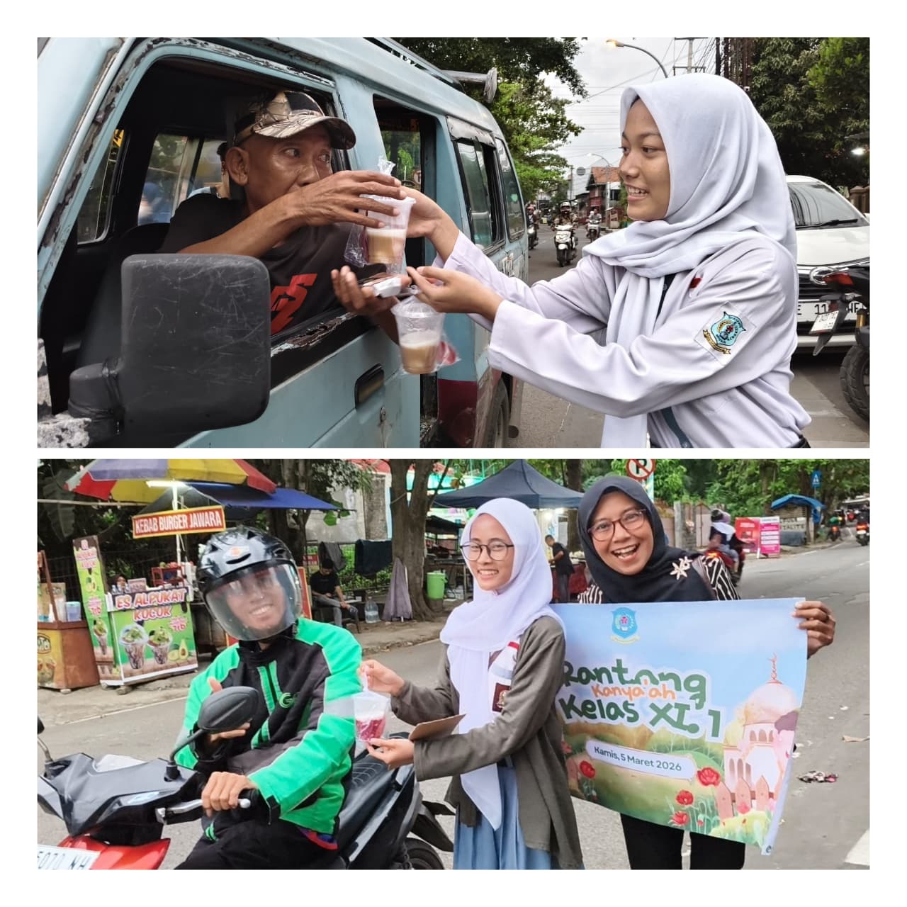 Siswa XI.1 SMAN 5 Cirebon Turun ke Jalan Tebar Takjil Lewat Program 'Rantang Ka’nyah'