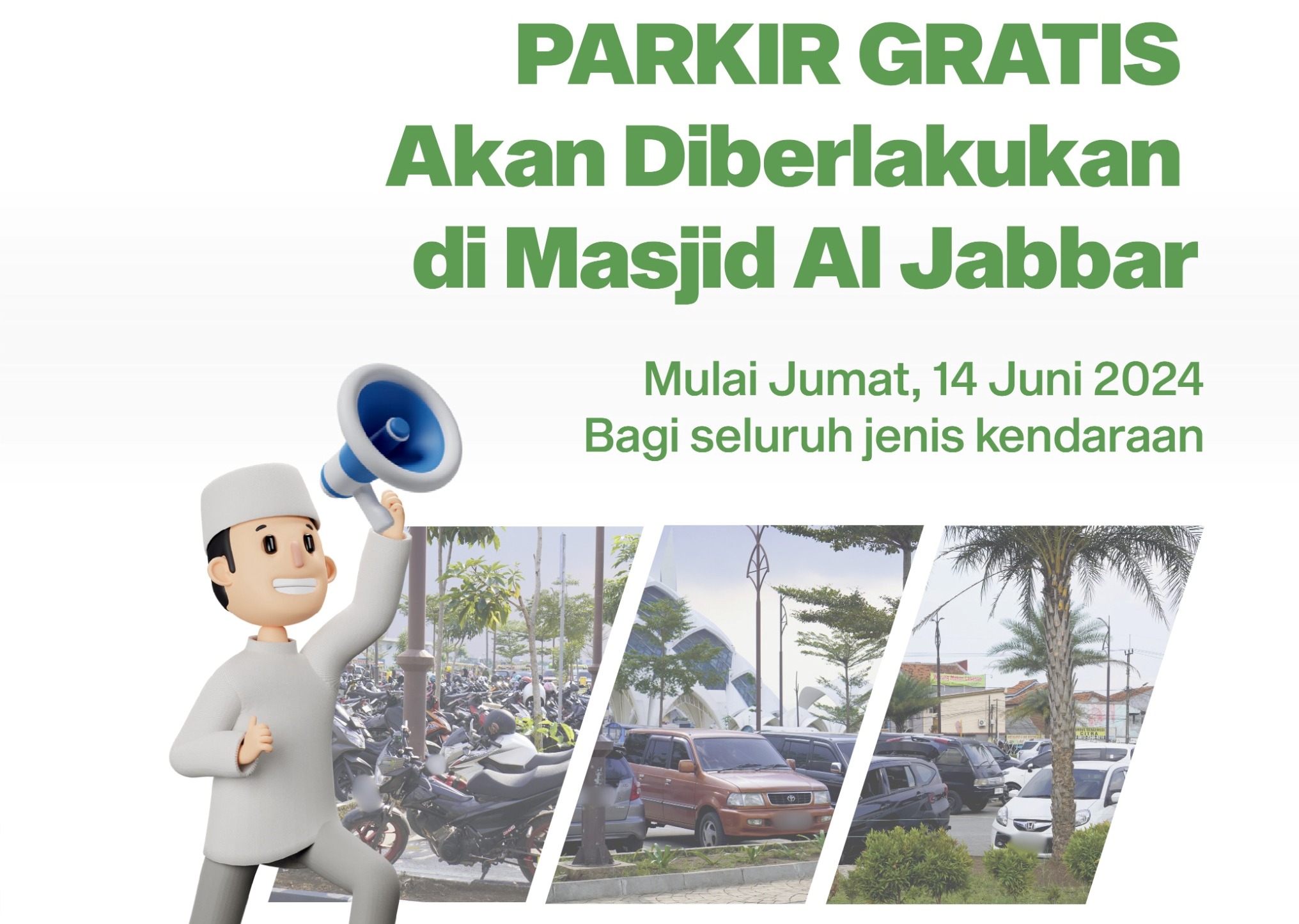 Pengelola Baru Sedang Tahap Lelang, Parkir di Masjid Raya Al Jabbar Bandung Gratis Sementara