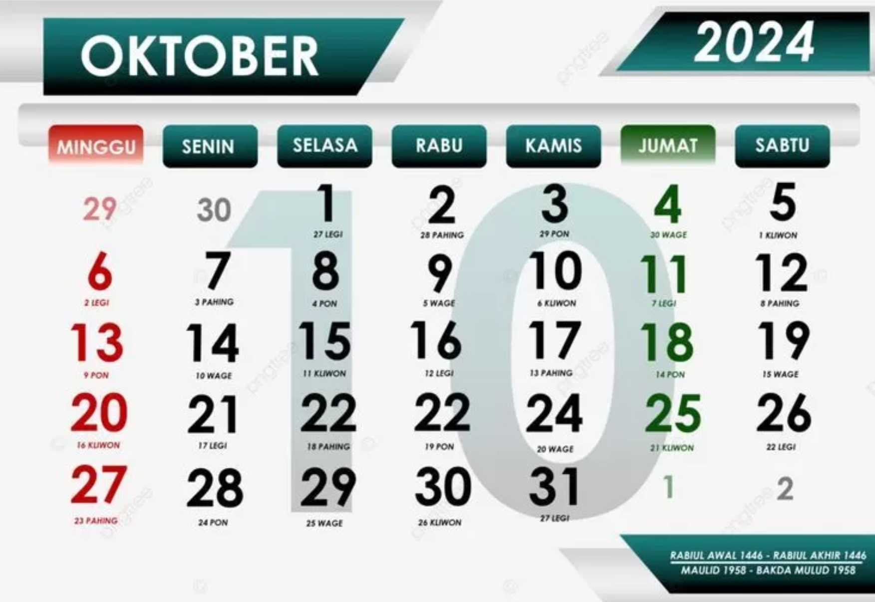 Lengkap! Ini Kalender Jawa di Bulan Oktober 2024