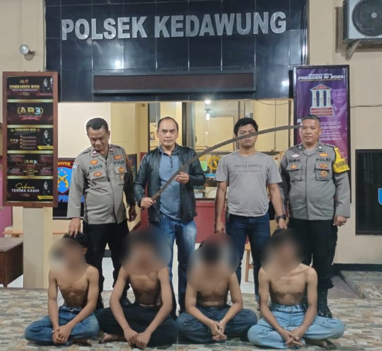 Diduga Mau Tawuran, 4 Remaja Diamankan Polsek Kedawung di Tengah Tani