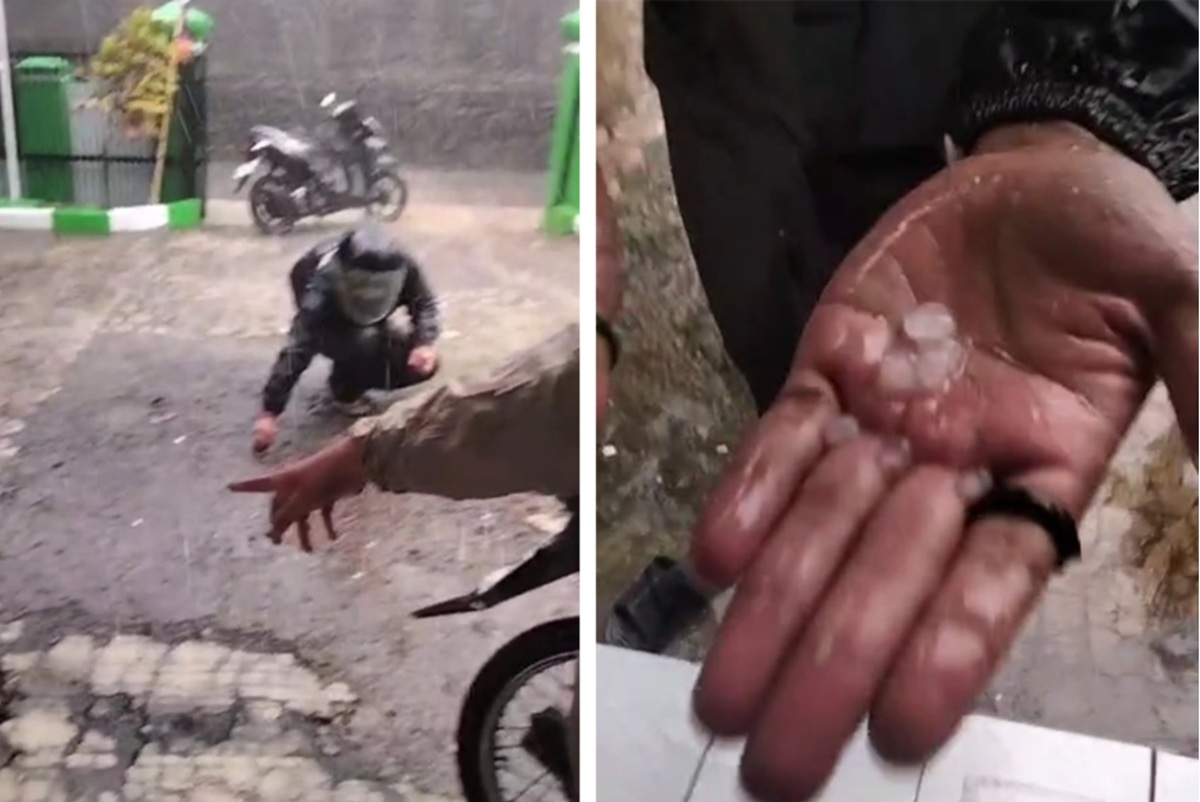 Fenomena Langka! Hujan Es Terjang Argapura dan Kertajati Majalengka