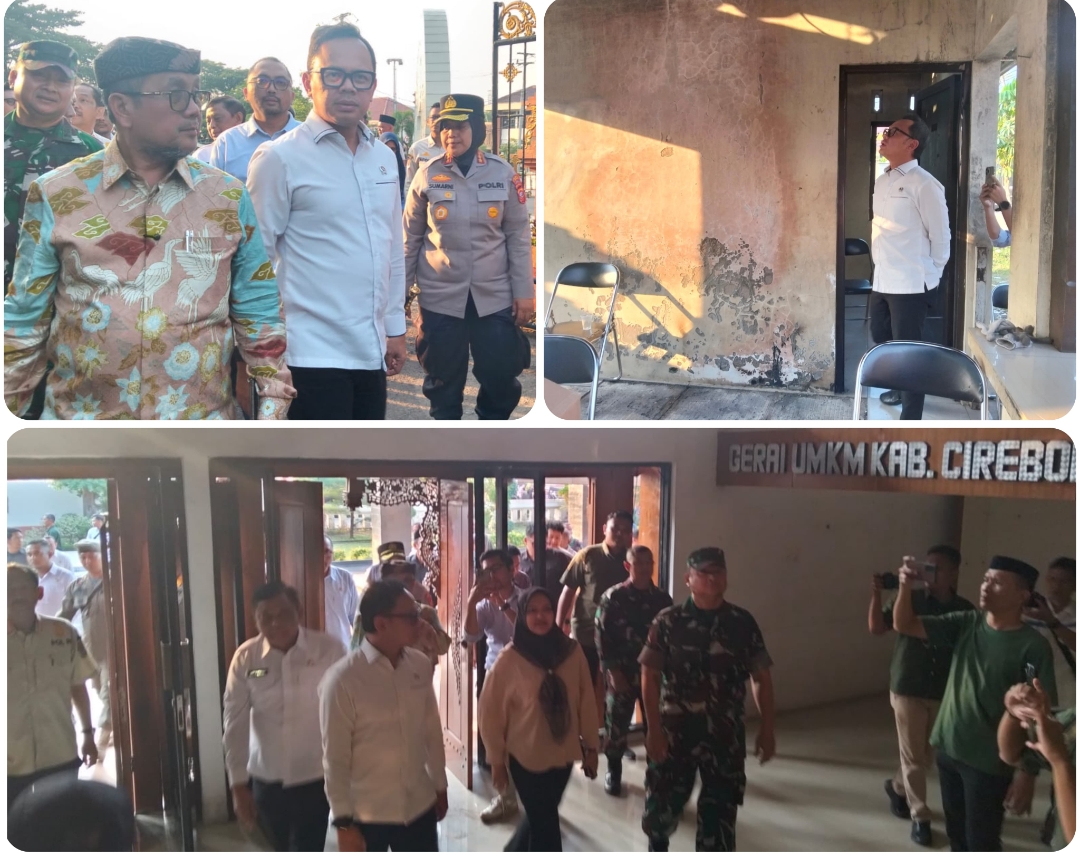 Tinjau Gedung DPRD Kabupaten Cirebon Pasca Kerusuhan, Begini Arahan Wamendagri