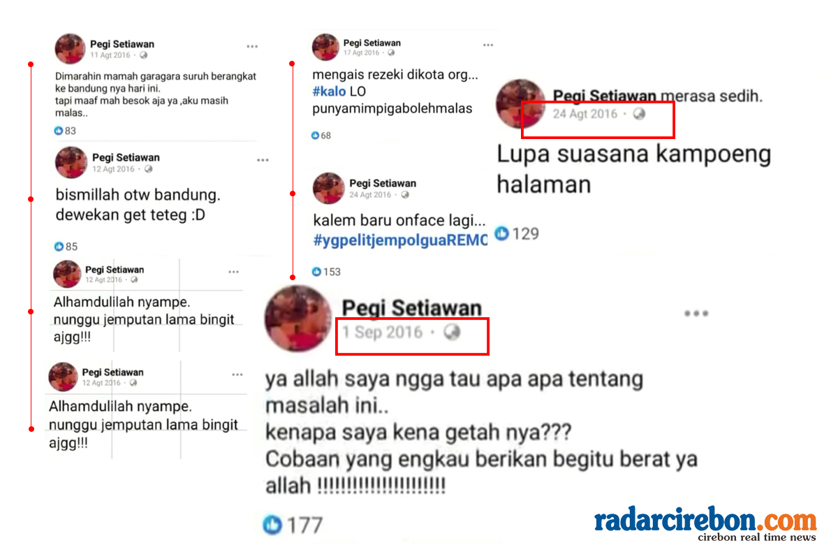 Status Facebook Pegi Setiawan Jadi Alibi, Ada di Bandung Mulai 12 Agustus 2016