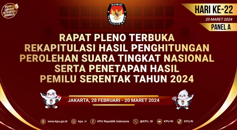Rekapitulasi Penghitungan Suara Nasional Pemilu 2024 Selesai, Prabowo-Gibran Unggul di 36 Provinsi 