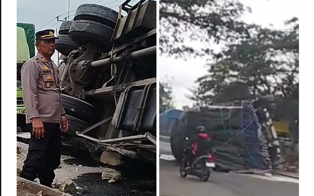 Truk Tronton Terguling di Pantura Cirebon, Tidak Ada Korban Jiwa