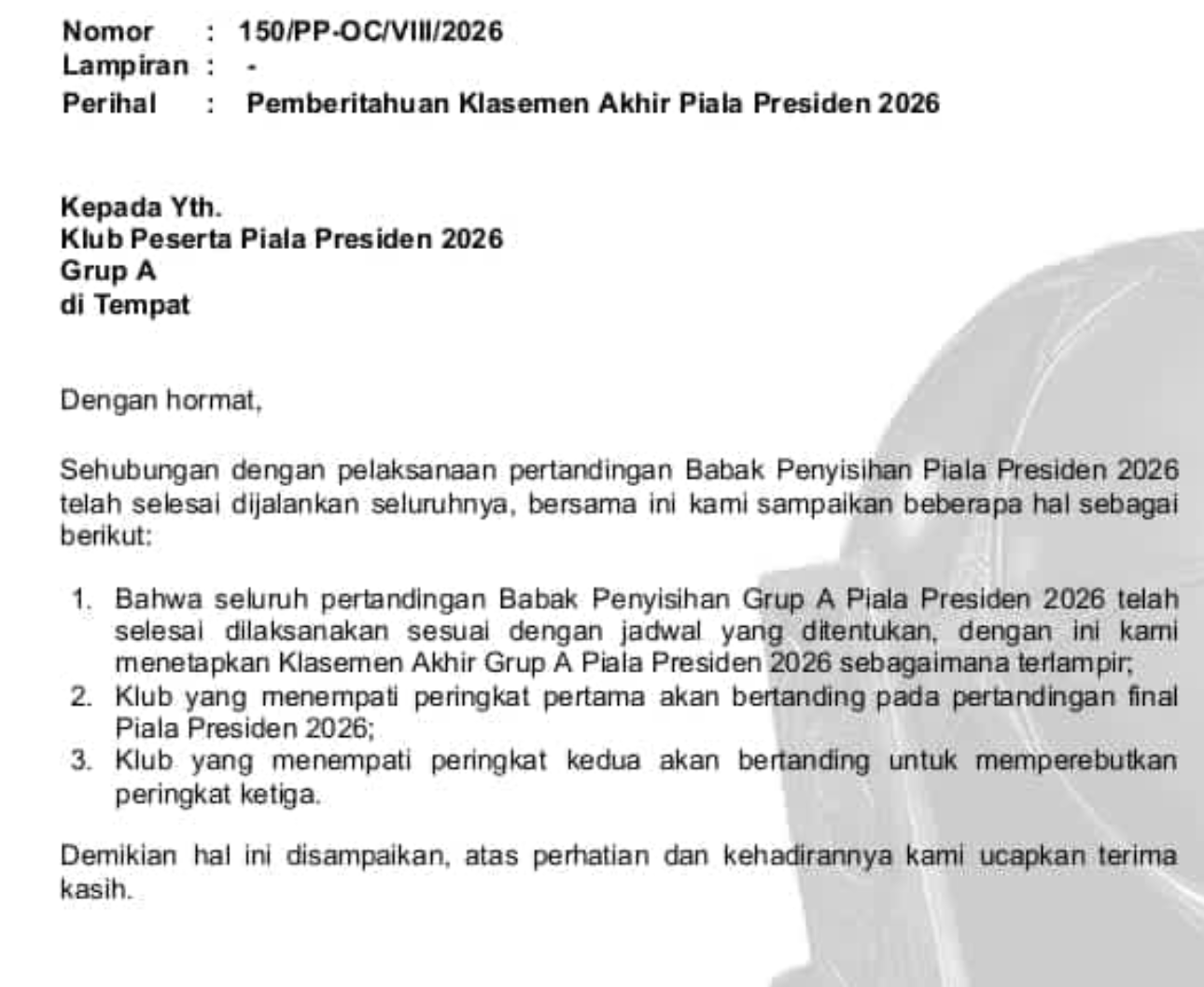 Piala Presiden Langsung Final, Benarkah? Cek Fakta Dulu!
