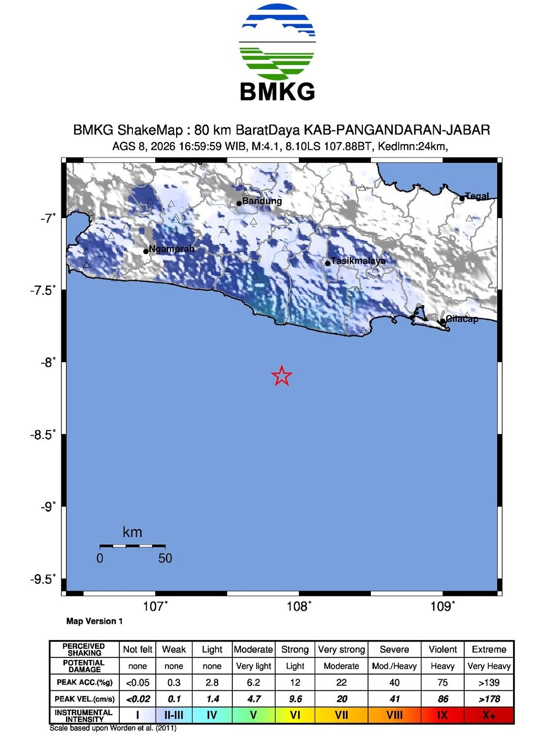 Gempa M 4,1 Guncang Pangandaran Sabtu Sore, Terasa hingga Tasikmalaya dan Cianjur