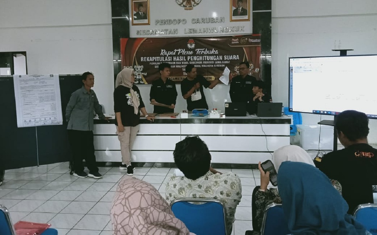 Pleno Rekapitulasi Suara Kecamatan Lemahwungkuk Hari Pertama, Paslon Idola Masih Unggul