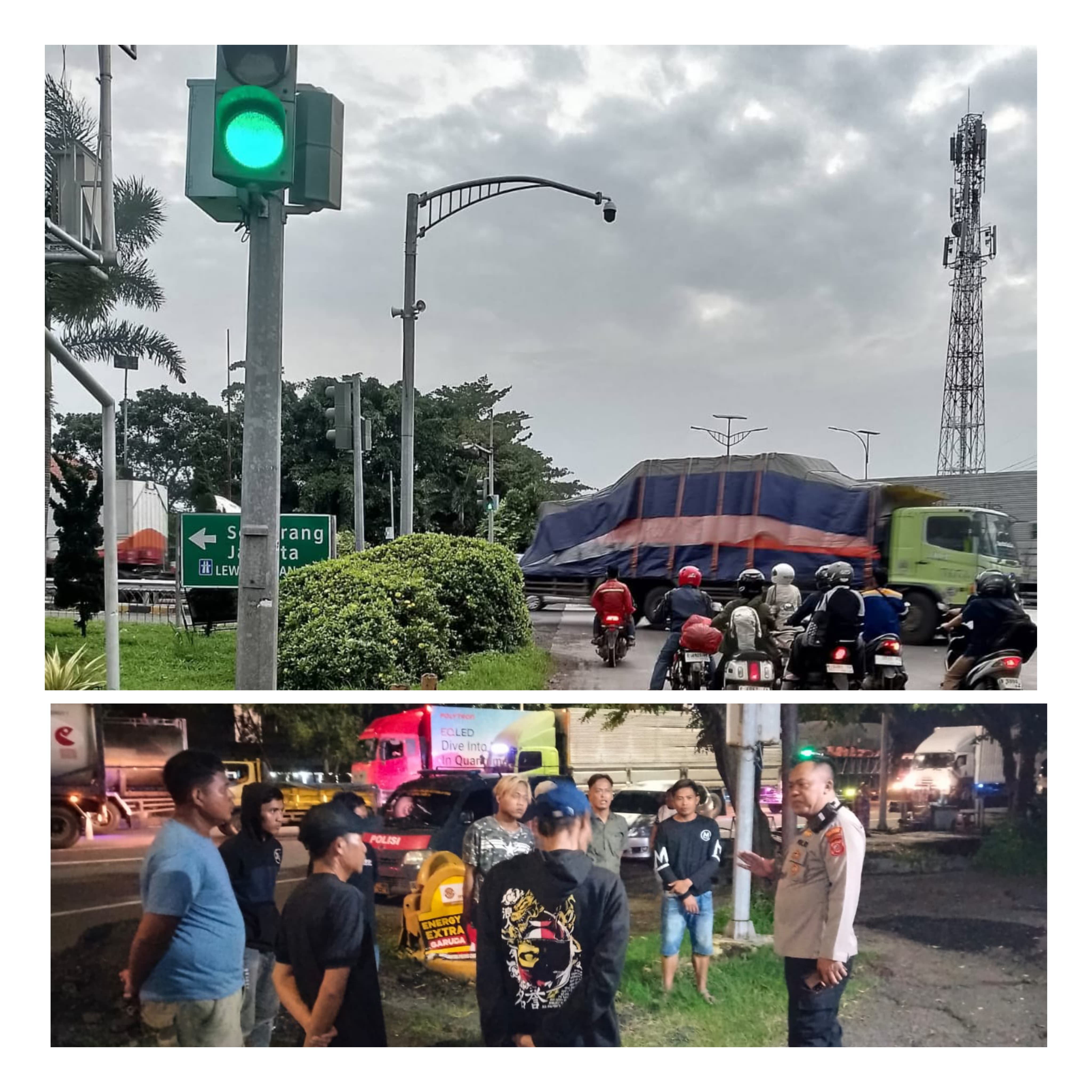 Aksi Pak Ogah Abaikan Lampu Merah di Exit Tol Kanci Cirebon, Polsek Astanajapura Bertindak 