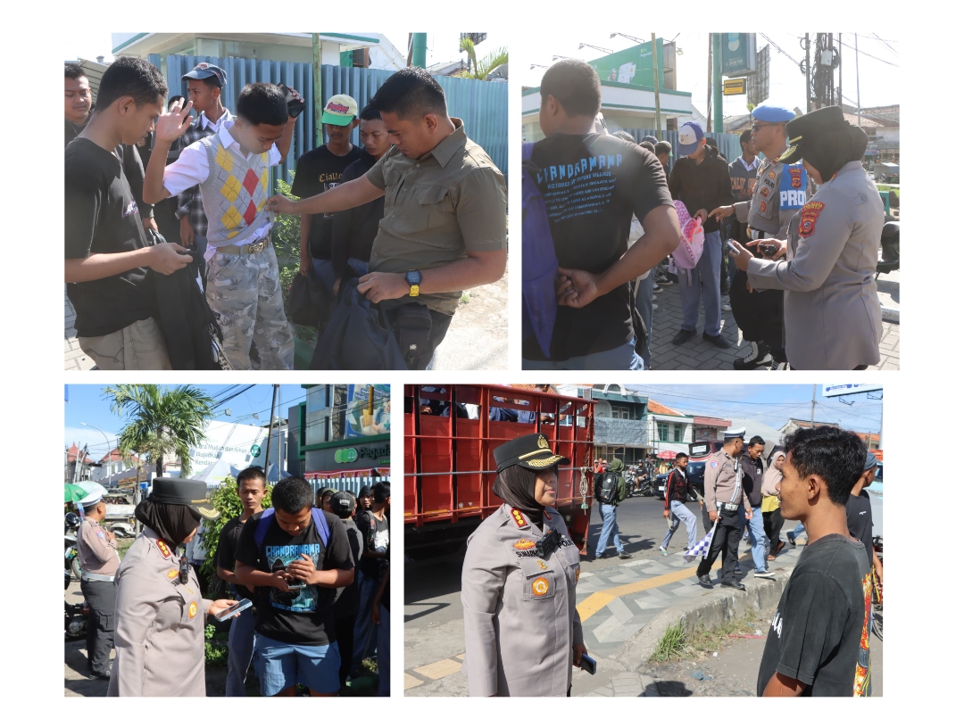 Polresta Cirebon Gelar Razia Penyekatan Pelajar Cegah Ikut Demo di Jakarta