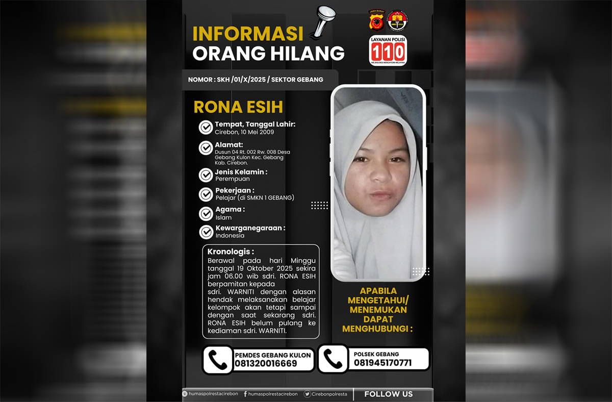 Rona Remaja Asal Gebang Dilaporkan Hilang, Pamit ke Nenek Belajar Kelompok