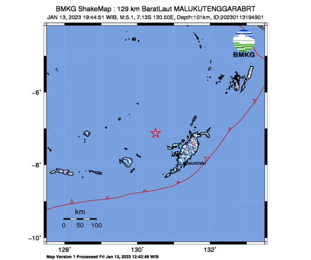 Wilayah Maluku Kembali Diguncang Gempa Bumi 5.1 Magnitudo, BMKG: Harap Warga Tetap Tenang 