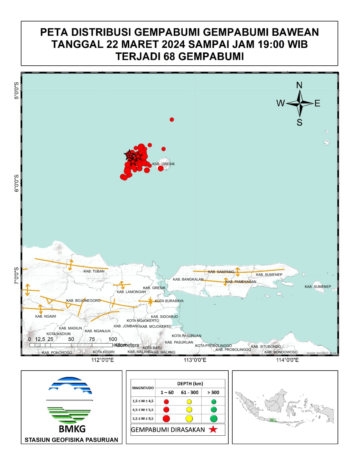 Ngeri! BNPB Mencatat Puluhan Kali Gempa Susulan di Laut Jawa, Terakhir Pukul 19.18 WIB 