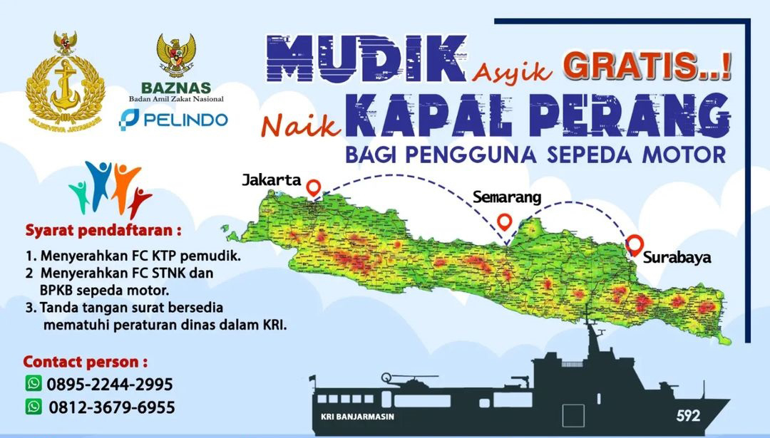 Mau Mudik Gratis Naik Kapal Perang? Berikut Ini Jadwalnya