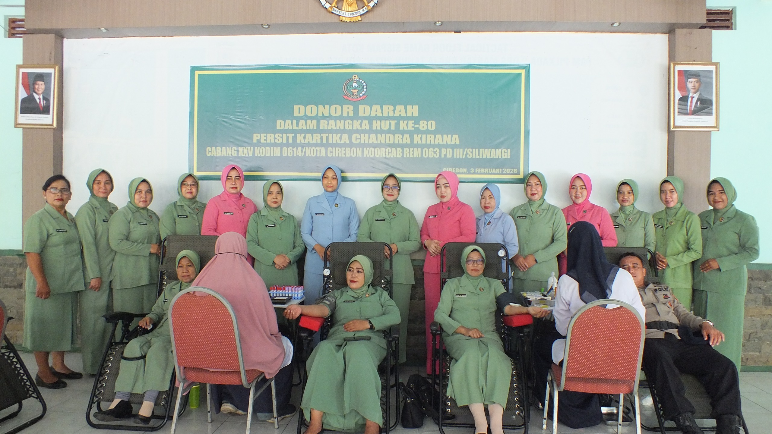Persit Kodim 0614/Kota Cirebon Gelar Bakti Sosial Donor Darah Sambut HUT ke-80