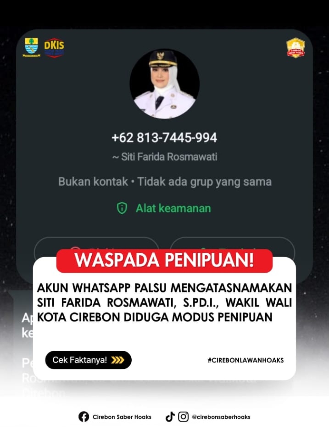 Waspada Penipuan! Nama Wakil Walikota Cirebon Dicatut, Nomor WhatsApp Ini Dipastikan Palsu