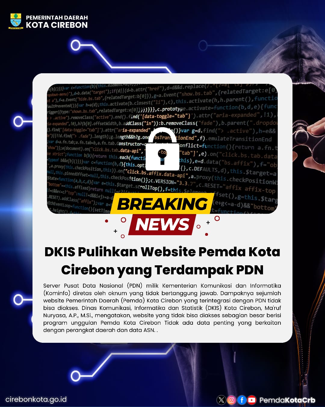 Kena Dampak Peretasan PDN, DKIS Pulihkan Website Resmi Pemerintah Kota Cirebon
