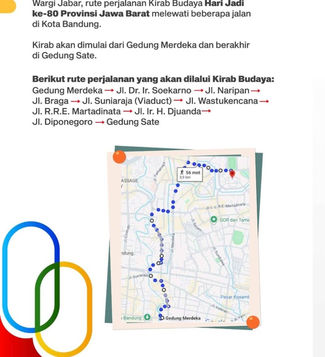 Hari Ini Pemprov Gelar Kirab Budaya Hari Jadi Ke-80 Provinsi Jabar, Berikut Rutenya