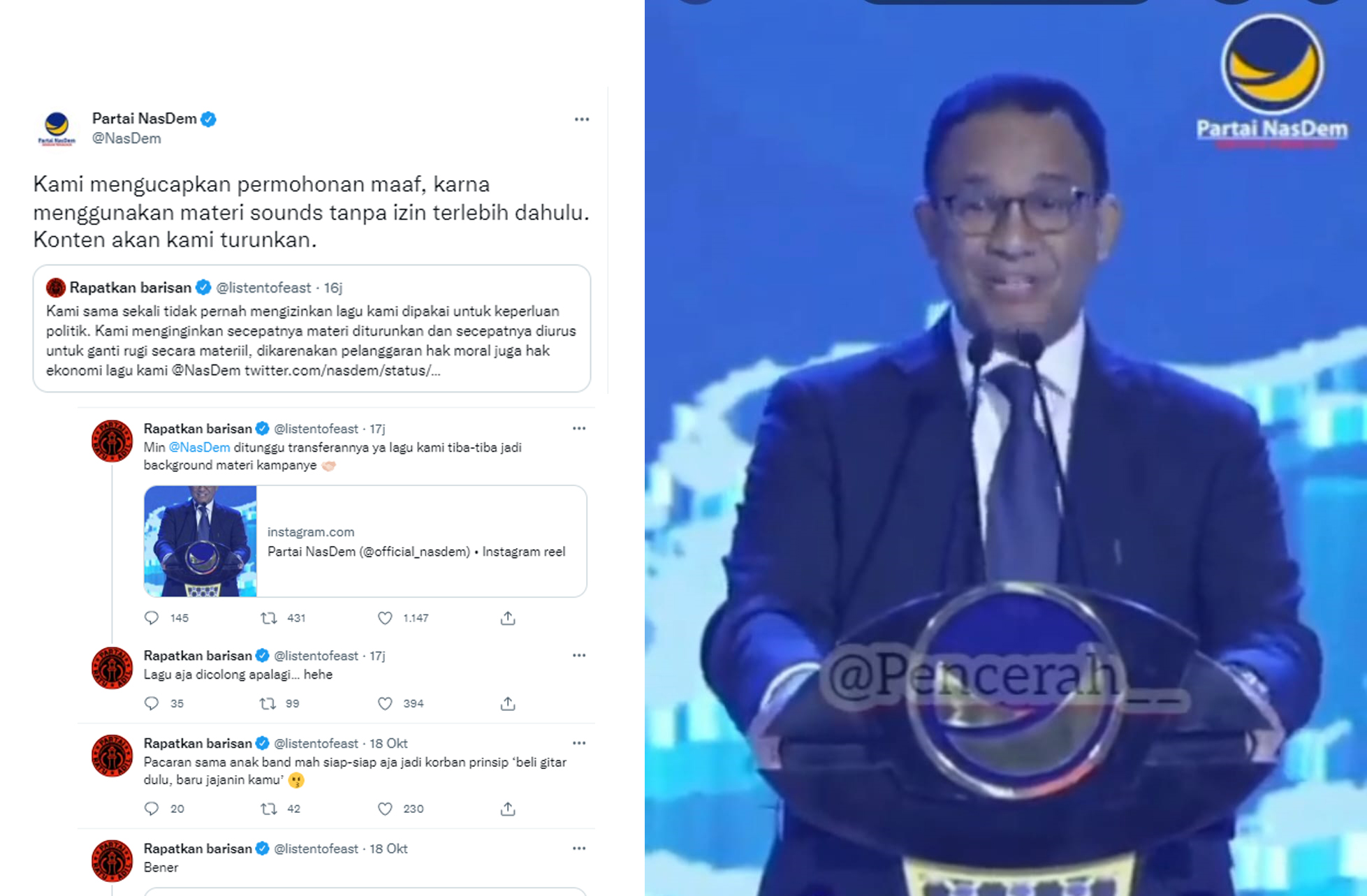 Nasdem Pakai Lagu Feast Tanpa Izin, Ditunggu Transferannya