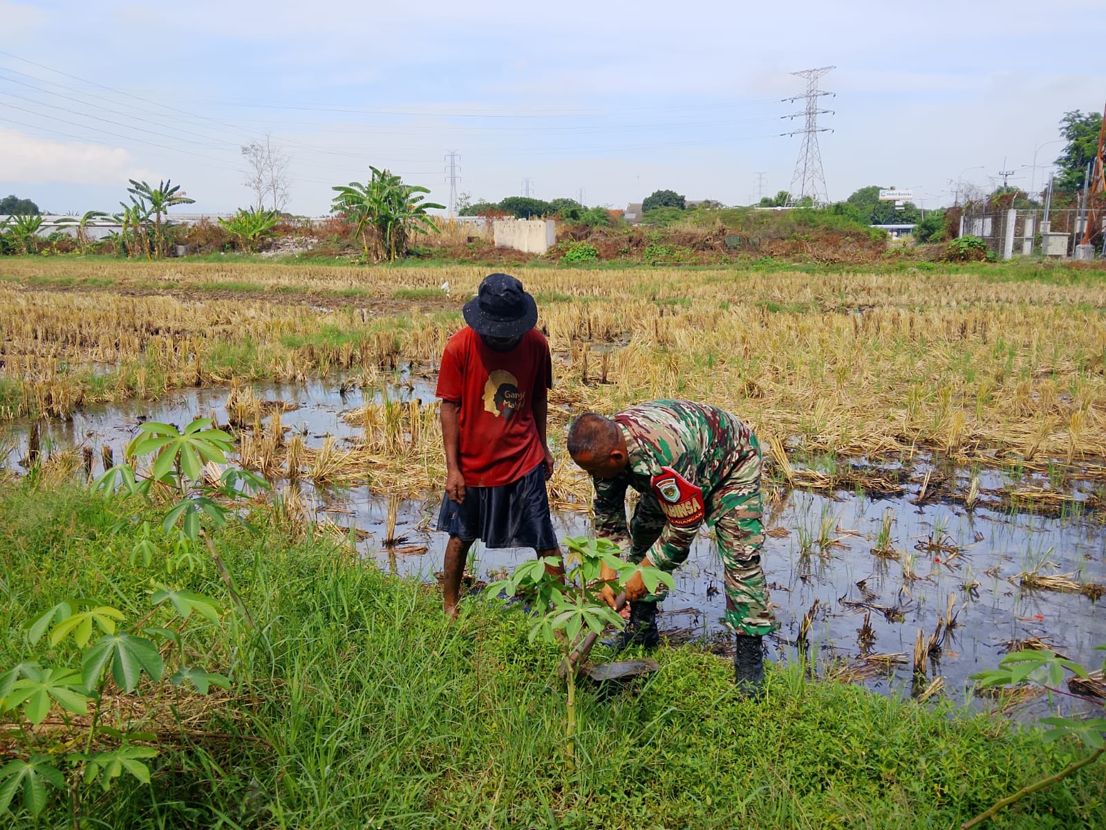 Babinsa Kelurahan Larangan Dampingi Petani Siapkan Lahan untuk Musim Tanam Padi