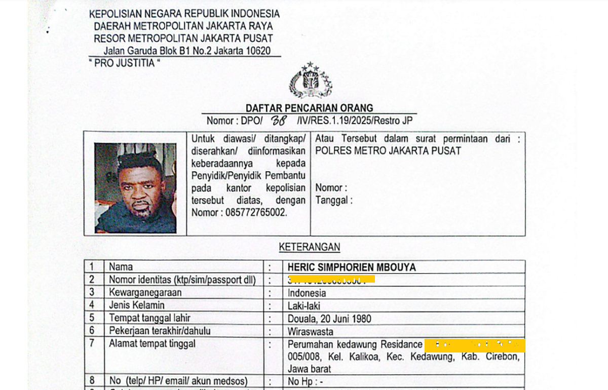 Warga Cirebon Kelahiran Kamerun Berstatus DPO Kasus Pemerasan hingga Rp2,1 Miliar