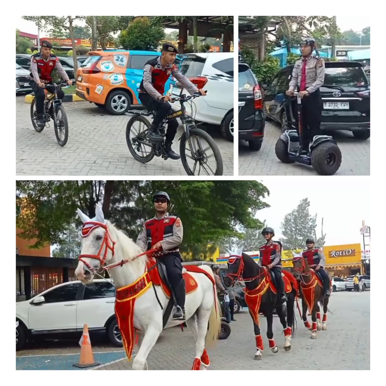 Unik! Polisi Patroli Berkuda di Rest Area Tol Palikanci, Pemudik Jadi Aman