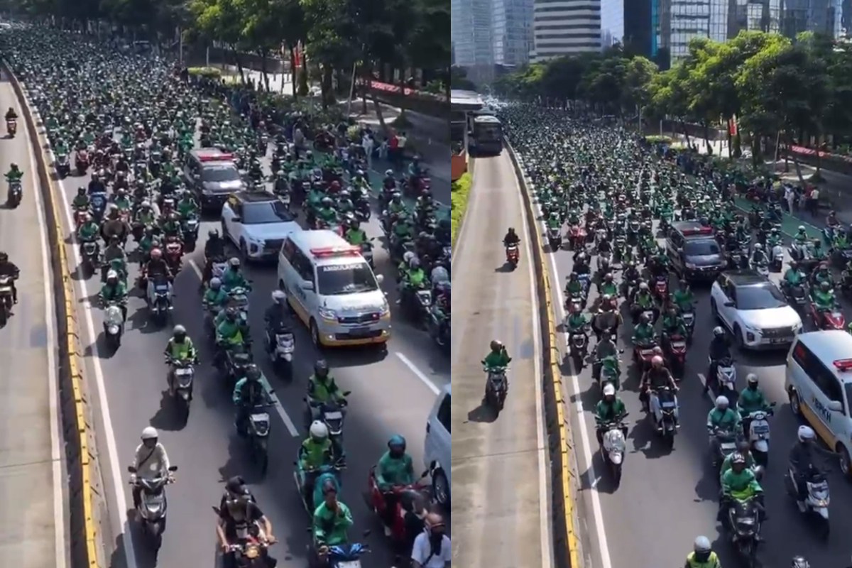 Merinding, Penampakan Ribuan Ojol Iringi Pemakaman Affan Kurniawan