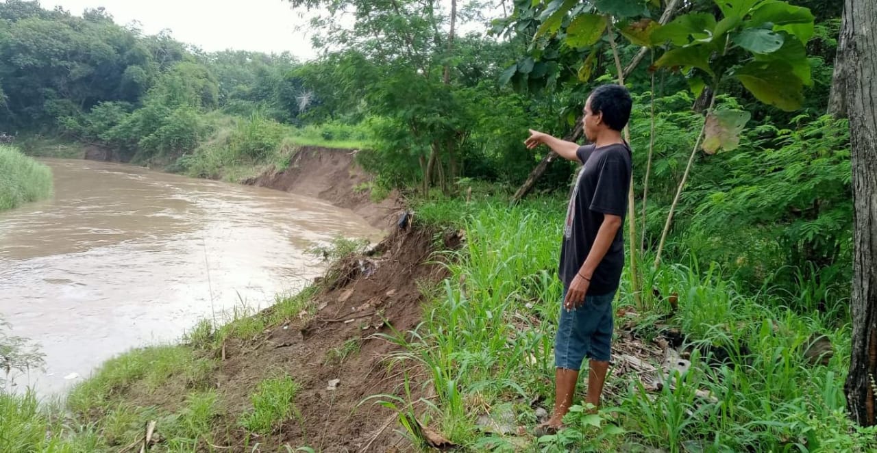 Warga Beringin Cirebon Khawatir Usai Tebing Sungai Cimanis Longsor