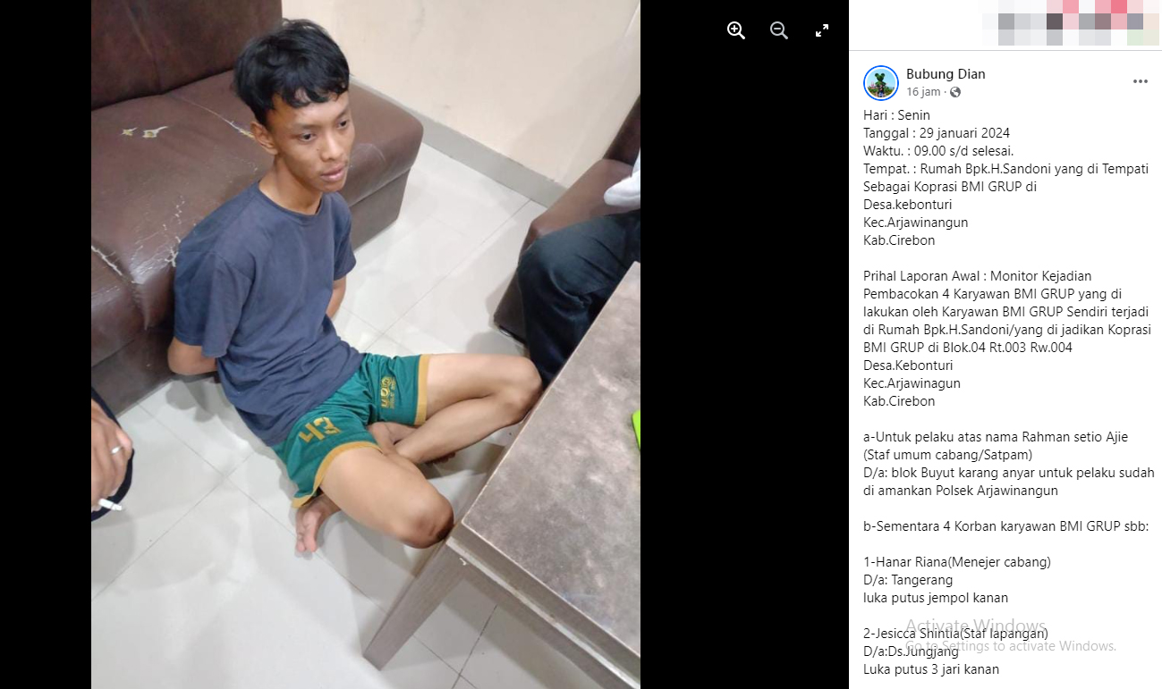 Foto Diduga Pelaku Pembacokan di Cirebon Beredar, Tidak Tampak Ekspresi Penyesalan