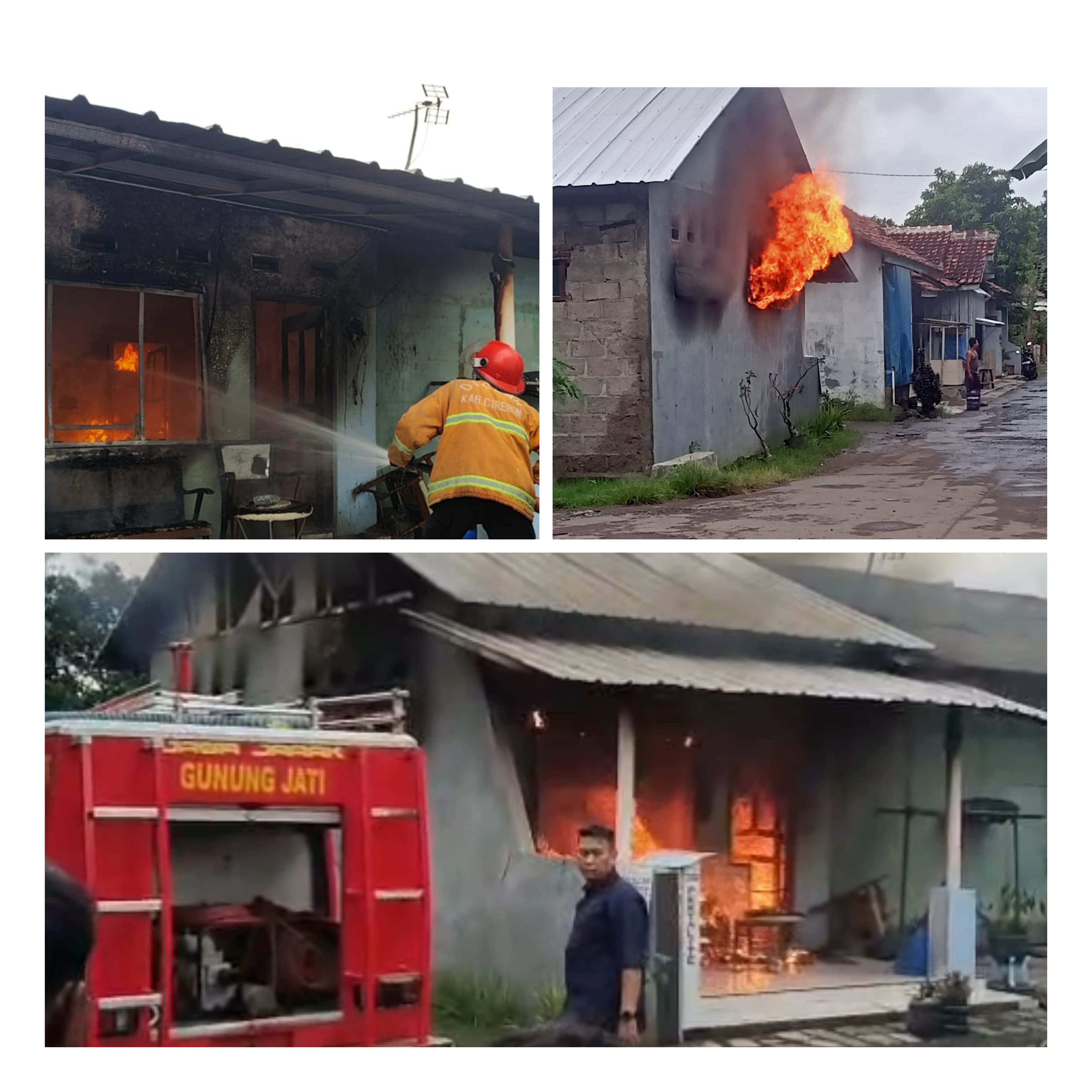Diduga Korsleting, Rumah di Gunung Jati Ludes Terbakar, Dua Orang Alami Luka Bakar