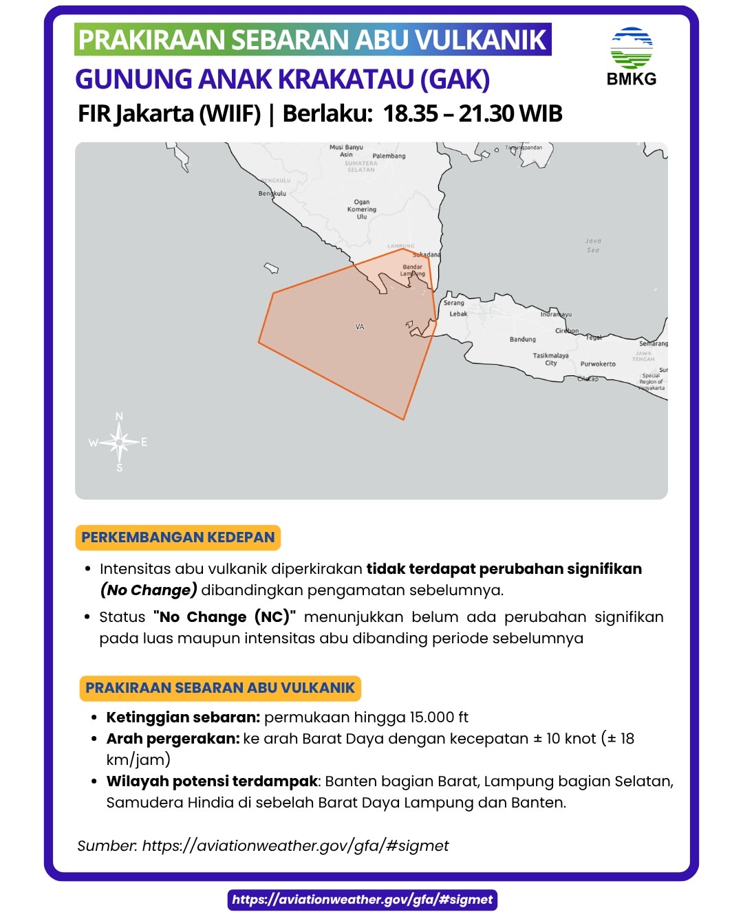 Abu Vulkanik Gunung Anak Krakatau Bergerak ke Barat Daya, Banten dan Lampung Berpotensi Terdampak