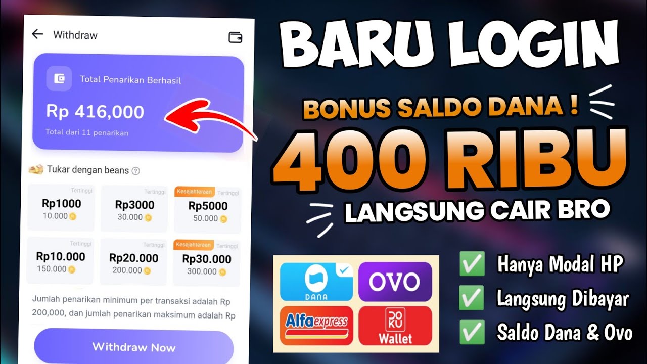 Main Game Seru Dapat Saldo Rp416 Ribu Langsung ke Dompet Digital Tanpa Undang Teman dan Tanpa Modal 