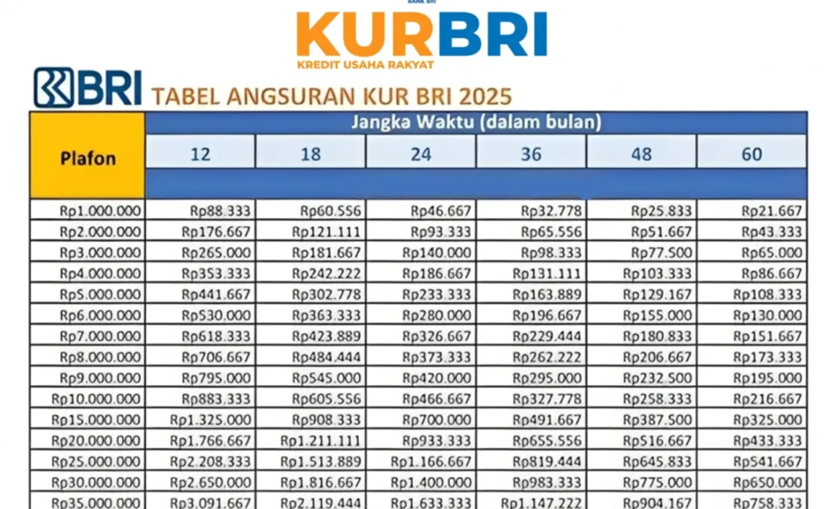 KUR BRI 2025: Plafon Naik hingga Rp500 Juta, Cicilan Mulai Rp6 Ribu Per Hari