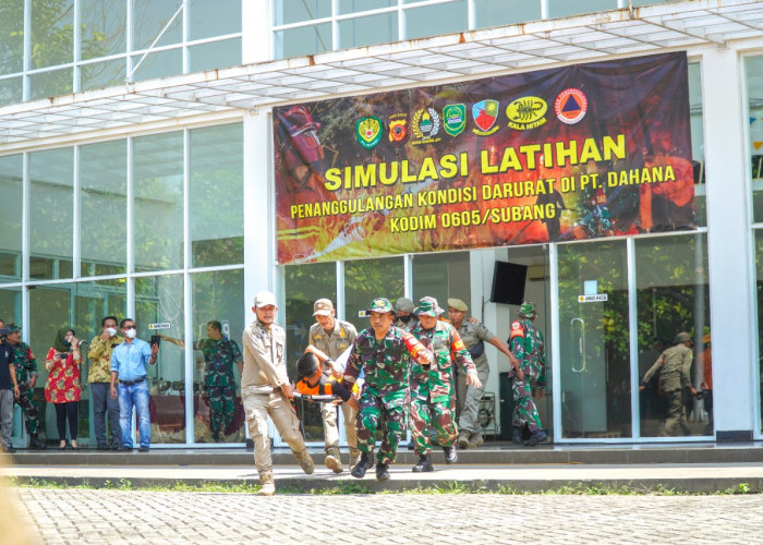 Kodim 0605/Subang Gelar Simulasi Latihan Penanggulangan Kondisi Darurat di PT Dahana