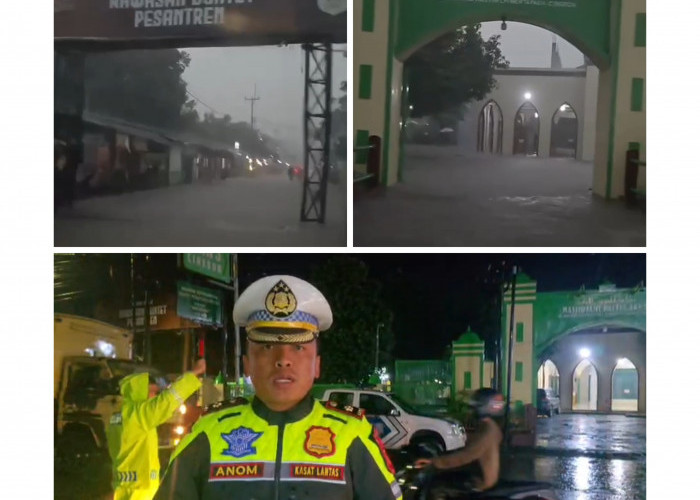 Viral! Jalan Depan Buntet Pesantren Sempat Terendam Banjir, Malam Ini Sudah Normal 