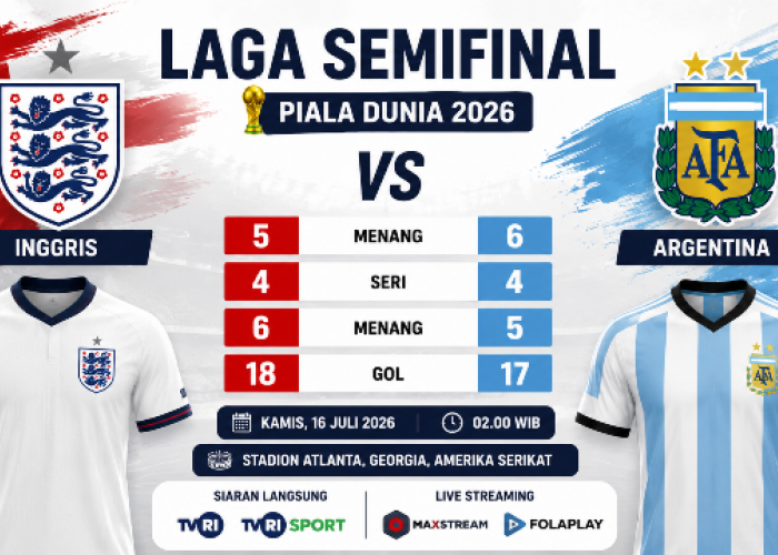 Jadwal Piala Dunia 2026 Kamis 16 Juli: Inggris vs Argentina Berebut Tiket Final Lawan Spanyol