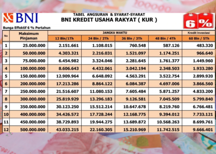 Cicilan KUR BNI 2026 Rp100 Juta Tenor 5 Tahun, Lengkap Syarat dan Cara Pengajuan