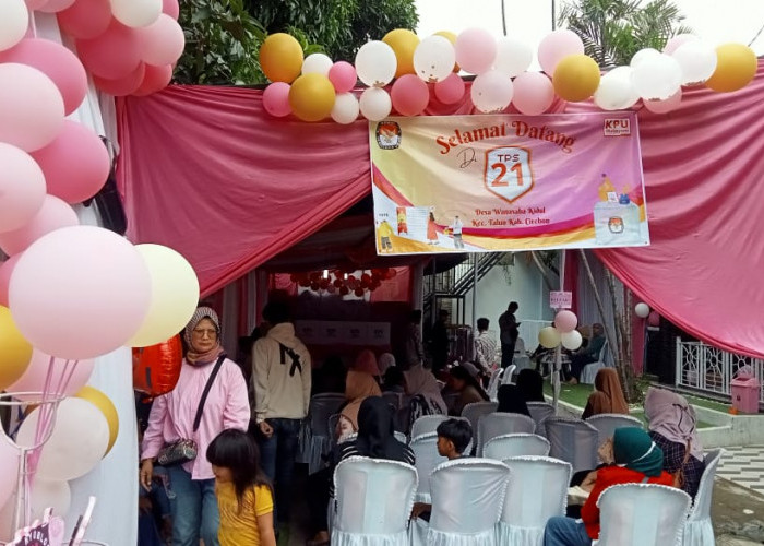 TPS Unik di Wanasaba Kidul Cirebon, Bernuansa Pink karena Pemilu Bertepatan dengan Hari Kasih Sayang
