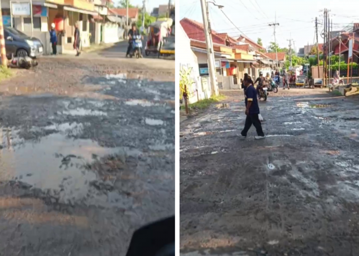 Hati-hati! Jalan Rusak di Komplek Bima Cirebon Mulai Makan Korban