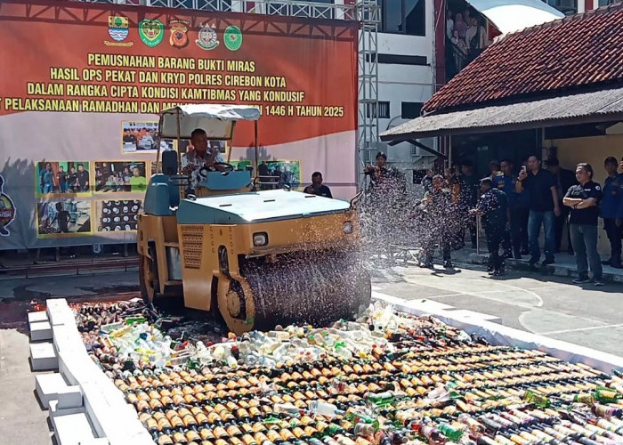 5.573 Botol Miras Dimusnahkan Polres Cirebon Kota Hasil Razia di Warung, Toko dan Tempat Hiburan