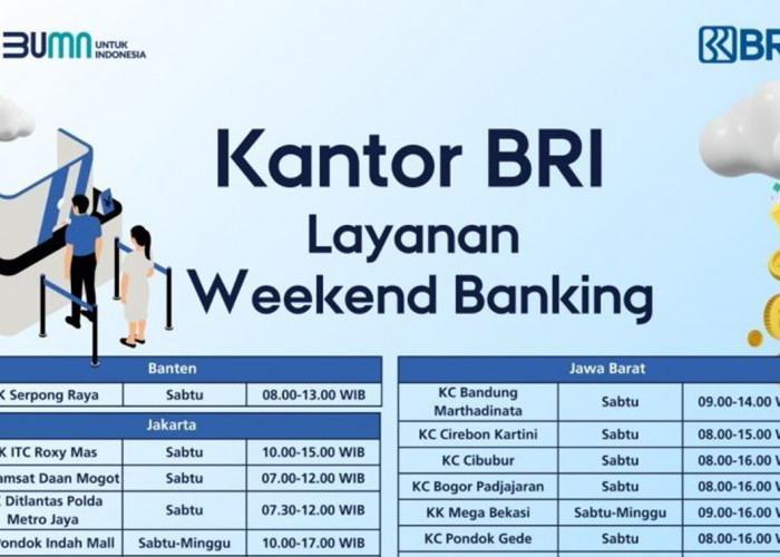 Lengkap, Ini Dia Daftar Cabang BRI yang Buka Layanan Weekend Banking