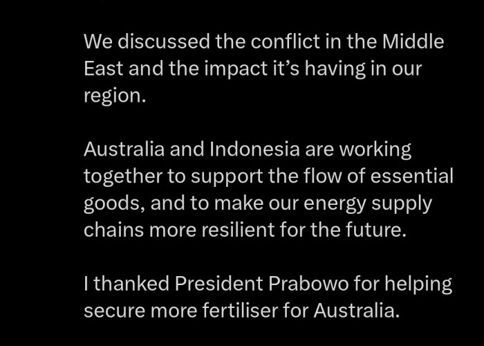 Indonesia Kirim Pupuk ke Australia, Prabowo dan Albanese Bahas Kerja Sama Strategis