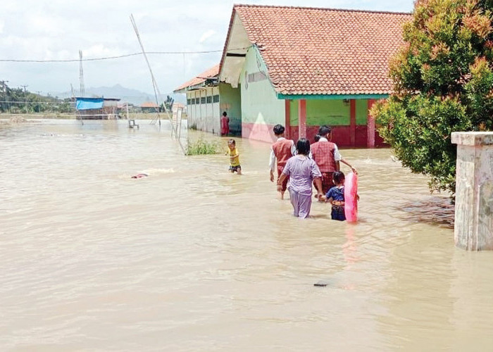 Awal Tahun 2 Kali Banjir di Desa Bayalangu Kidul Cirebon, Rendam 100 Herktare Sawah hingga Sekolah 