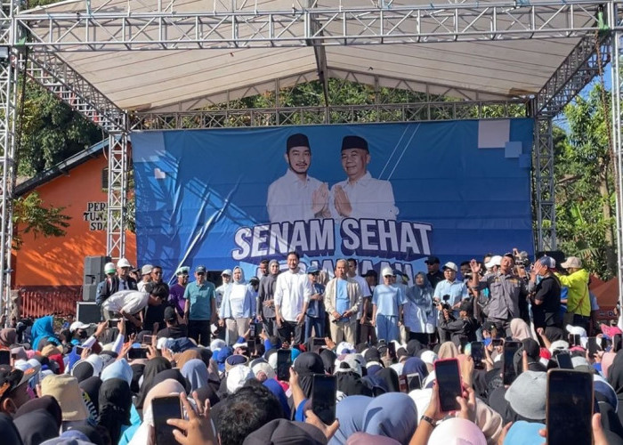 Senam Sehat Bareng Ribuan Warga Lembang, Pasangan Jeje-Asep Makin Lengket 